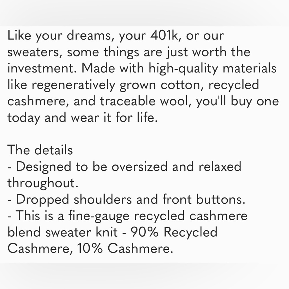 Reformation NEW Fantino Cashmere Collared Cardigan (Oatmeal) - Picture 14 of 14
